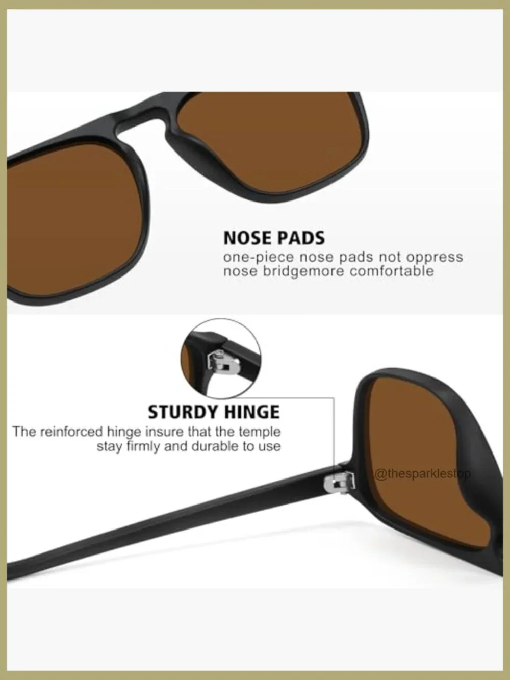 Polarized Retro Aviator Sunglasses, UV400 Protection, Plastic Frame